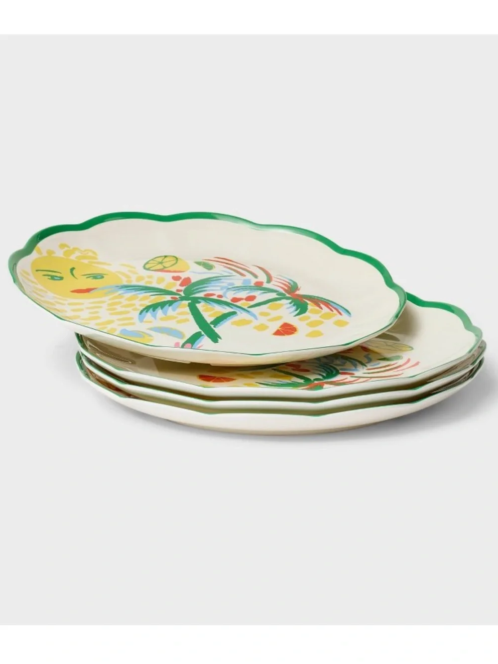4pc Vacation Melamine Salad Plates Yellow/Green - Roller Rabbit x Target